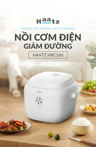 Nồi cơm giảm đường Haatz HRC160 lòng nồi inox 316 dung tích 1.6L 10 chế độ nấu an toàn tiện lợi